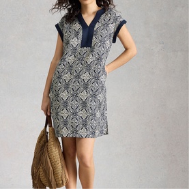 Jilly Printed Linen Shift Dress