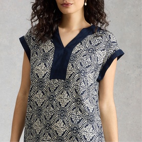 Jilly Printed Linen Shift Dress