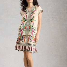 Jilly Printed Linen Shift Dress