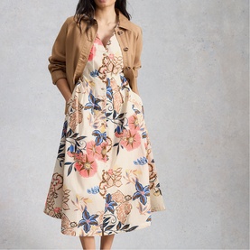 Kate Floral Button Front Flared Dress