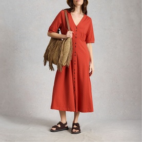 Megan Button Front Flared Dress