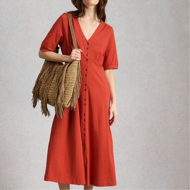 Megan Button Front Flared Dress