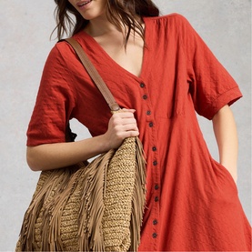 Megan Button Front Flared Dress