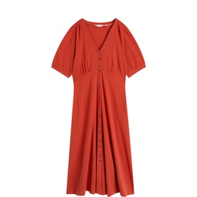 Megan Button Front Flared Dress