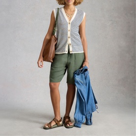 Nova Striped Button Front Top