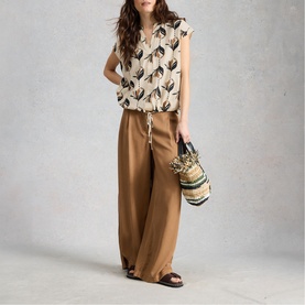 Nicole Printed Drawstring Blouse