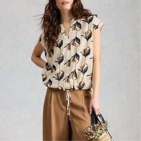 Nicole Printed Drawstring Blouse