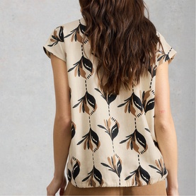 Nicole Printed Drawstring Blouse