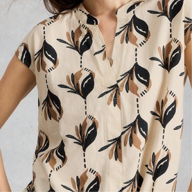 Nicole Printed Drawstring Blouse