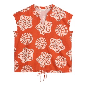 Nicole Printed Drawstring Blouse