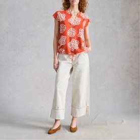 Nicole Printed Drawstring Blouse