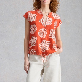 Nicole Printed Drawstring Blouse