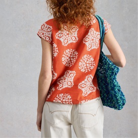 Nicole Printed Drawstring Blouse