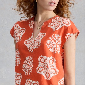 Nicole Printed Drawstring Blouse
