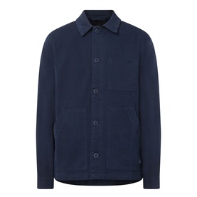 Paul Smith navy cotton casual jacket with button front, chest pockets, and contrast collar
