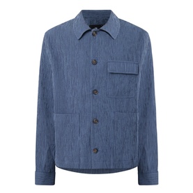 Paul Smith blue cotton casual jacket with button front, chest patch pocket, and textured finish