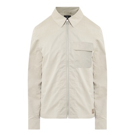 Paul Smith Technical Harrington Jacket in brown, zip fastening, chest press-stud pocket, pointed collar, logo tab at hem