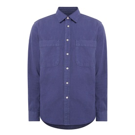 Paul Smith navy casual shirt with twin chest pockets, button-front placket, and long sleeves, shown flat