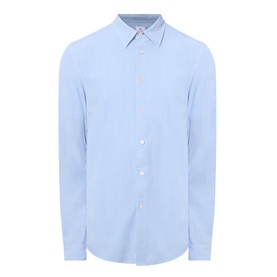 Paul Smith Single-Cuff Shirt in blue, pointed collar, long sleeves, button fastening, curved hemline, 94% cotton mix