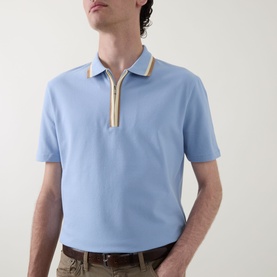 Stripe Half-Zip Polo Shirt