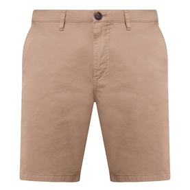 Paul Smith Regular Fit Twill Chino Shorts in brown, mid-rise with belt loops, button fastening and side pockets