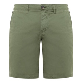 Paul Smith Regular Fit Twill Chino Shorts in green, mid-rise with belt loops, button fastening and side pockets