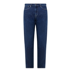Paul Smith blue straight-leg jeans in cotton-elastane with five-pocket styling and contrast stitching detail