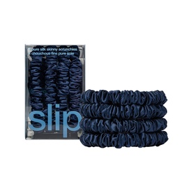 Pure Silk Skinny Scrunchies - Navy