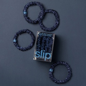 Pure Silk Skinny Scrunchies - Navy