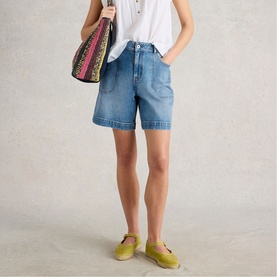 Tia Pocket Stitch Denim Shorts