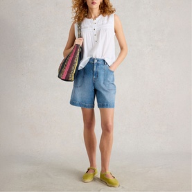 Tia Pocket Stitch Denim Shorts