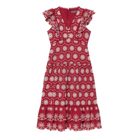 Broderie Drop Waist Flared Dress