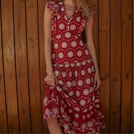 Broderie Drop Waist Flared Dress