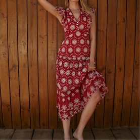 Broderie Drop Waist Flared Dress