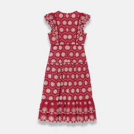 Broderie Drop Waist Flared Dress