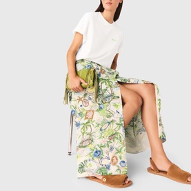 Postcard Button Front  Flared Skirt