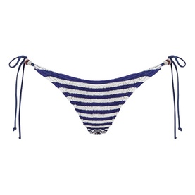 Beaded Side Tie Striped Bikini Bottoms