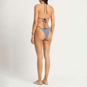 Beaded Side Tie Striped Bikini Bottoms