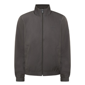Calvin Klein Beluga casual jacket with zip fastening, stand collar and elasticated cuffs in dark grey cotton