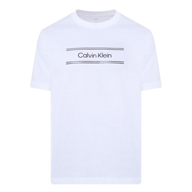 Calvin Klein 20S SPW Graphic Logo T-Shirt in Bright White, crew neck, short sleeves, contrast logo lettering across chest