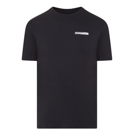 Calvin Klein 30S Graphic Logo T-Shirt in black, crew neck with short sleeves, small logo patch detail on chest, straight hem