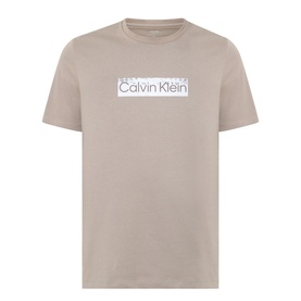 Calvin Klein 30s Logo T-Shirt in Roast Cashew, crew neck, short sleeves, with chest logo box print detail