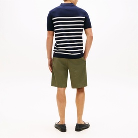 Flag Logo Striped Knitted Polo Shirt