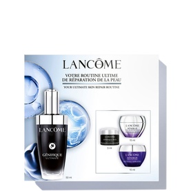 Lanc&ocirc;me G&eacute;nifique Serum 50ml Set, skincare gift set including serum and two cream pots on white background
