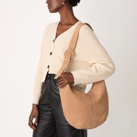 Sia Large Curved Suede Crossbody Bag