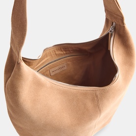 Sia Large Curved Suede Crossbody Bag