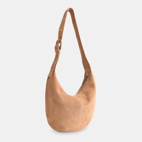 Sia Large Curved Suede Crossbody Bag