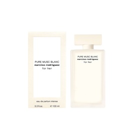 Narciso Rodriguez Pure Musc Blanc For Her Eau de Parfum Intense 100ml, white frosted bottle with branded box