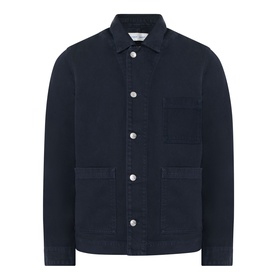 Samsoe & Samsoe New Worker Denim Jacket in Salute, pointed collar, silver buttons, three patch pockets, straight hem, 100% cotton