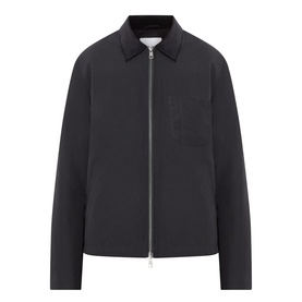 Samsoe & Samsoe Robin Zip-Up Jacket in black with cord collar, two-way zip fastening, chest pocket, and long sleeves